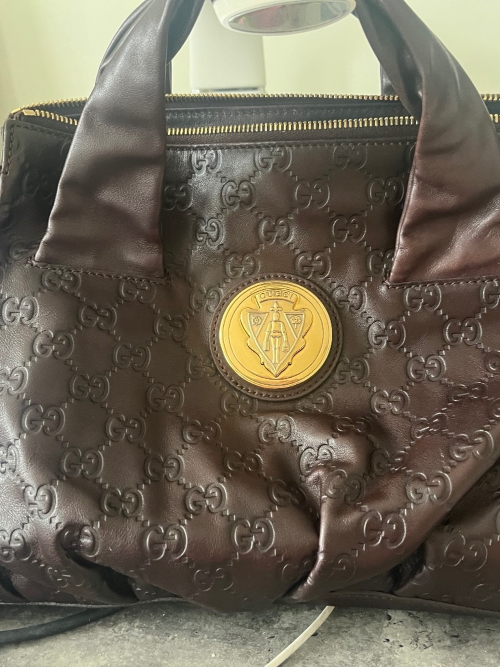 Brown leather gucci handbag